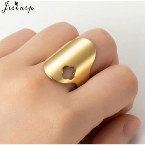 Bohemian Geometric Hollow Flower Big Rings for Women Punk Stainless Steel Finger Open Ring Men Jewelry Gift bagues pour femme