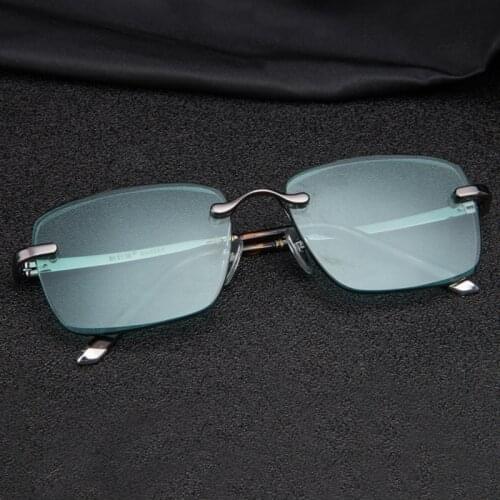 2020 Vintage Rimless Sunglasses Men Women Luxury Crystal Stone Lens Green Sun Glasses Retro Eyeglasses Clear Lens Eyewear Oculos