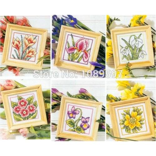 Fishxx Cross Stitch New Crazy29-1 Plant Floral Six Patterns White Cloth Print Restaurant Living Room
