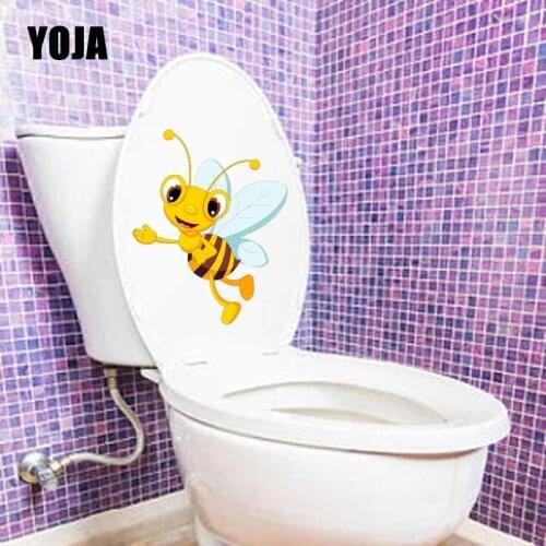 YOJA 17.6X22.1CM Funny Cartoon Bee Living Room Home Decor Wall Sticker Toilet Decal Modern Art T5-0951