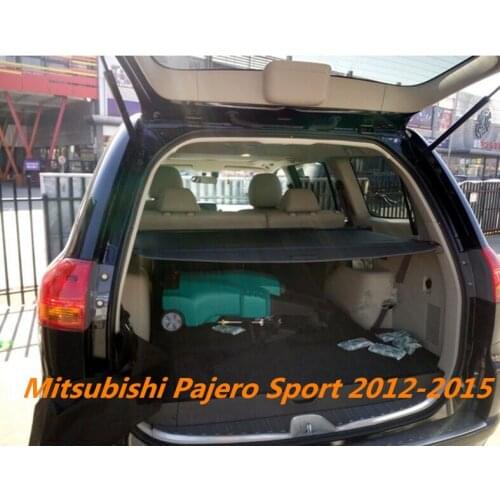 Car Rear Trunk Security Shield Cargo Cover For Mitsubishi Pajero Sport 2012.2013.2014.2015 (Black, beige)