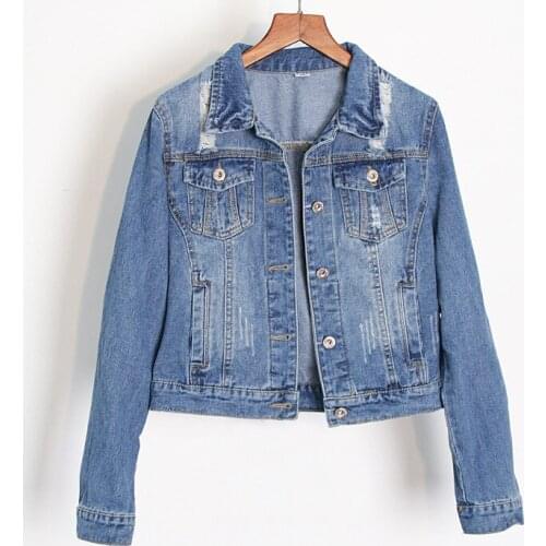 Woman Jackets Coat 2021 Spring Autumn Long Sleeve Korean Short Outerwar Denim Jackets Slim Ladies Ripped Jeans Women Clothes