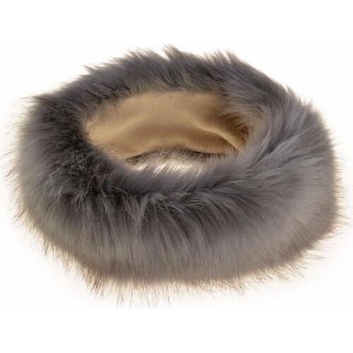 Women Faux fur Headband Lady Girls Solid Winter Hat Female Warm Headwear Turban Hair Band Hair Accessories Grey Red Black Ivory