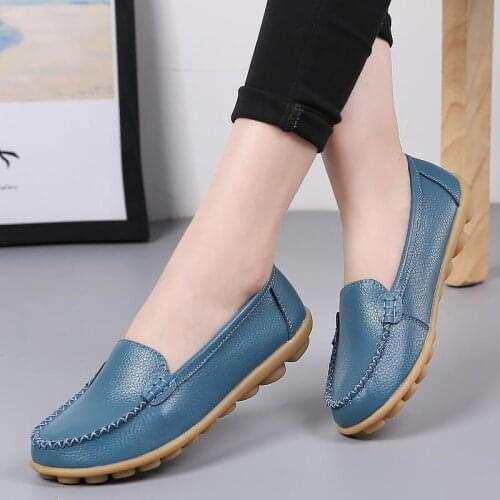 2021 solid casual shoes woman flats leather flat shoes women loafers slip on sneakers women shoes plus size zapatos de mujer