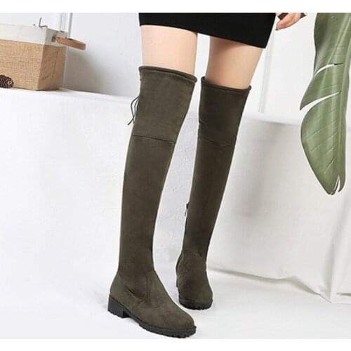 2021 Winter Womens Over The Knee Boots Female Women Side Zipper Lace-Up Shoes Woman Sexy Thigh High Long Boots Plus Size 46