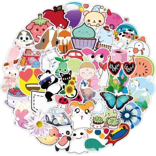 10/30/50/100PCS Cartoon Cute Animation Stickers Aesthetics Laptop Motorcycle Guitar Phone Bike Car Anime Decal Kid Classic Toy