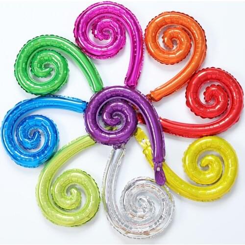 50 pcs Colorful Spiral Wave Curve Foil Balloons Family Birthday Party Wedding Decoration Wall Stickers Inflatable Toys Balloons