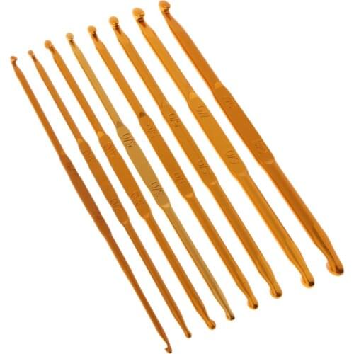 8 Sets 13.5cm Double Head Soft Aluminum Grip Handle Metal Crochet Hook Hand Knitting Craft Sewing Tool for Mother or Beginners