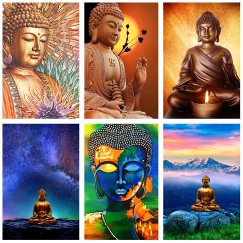 5D DIY Diamond Painting Religious Buddha Statue Picture Full Round Drill Diamond Embroidery Cross Stitch Mosaic Handmade Gift