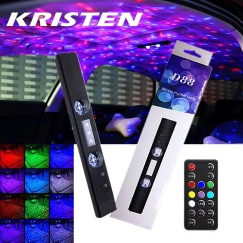 Car Interior Light RGB LED Light Wireless Remote Car Decorative Lamp Auto Ambient Light Lamp Magnetic Charging Foot Light