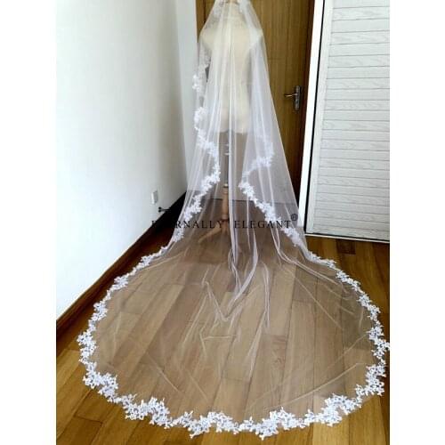 6m White/Ivory Wedding Veil 3m Long Comb Lace Mantilla Bridal Veil Wedding Accessories Veu De Noiva MD3030