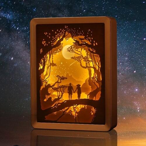 Paper laser cut popular cartoon characters picture shadow box frame children night light accept customized design