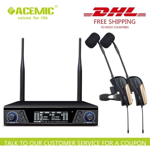 FAST SHIPPING Dual Channel Wireless saxophone microphone ACEMIC EX-200/ST-4 Trumpet microphone, Horn microphone