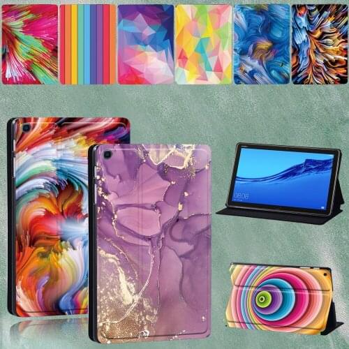 Tablet Cover for Huawei MediaPad T5 10 10.1"/MediaPad M5 10.8" Watercolor Print Series Pattern PU Leather Stand Case+pen