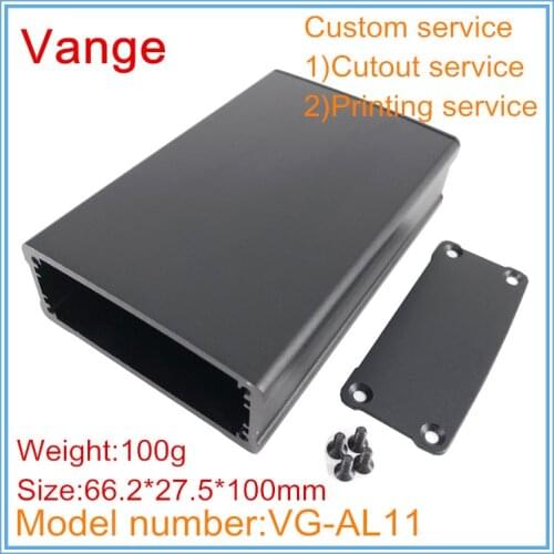 1pcs/lot black extruded profile metal boxes 66.2*27.5*100mm 6063-T5 aluminum cases enclosure diy for electric amplifier product