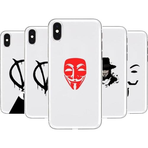 Black V for Vendetta Anime Transparent Phone Case For XiaoMi Redmi 11lite ultra 10x 9 8A 7 6 A Pro T 5G K40 Anime protect Cover