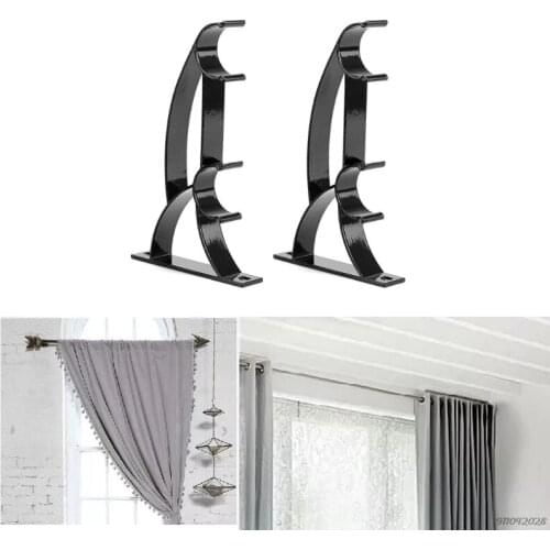 Double Curtain Rod Bracket Double Aluminum Alloy Curtain Brackets Holder Holes Home Premium Rod Bracket Curtain Rods Wholesales