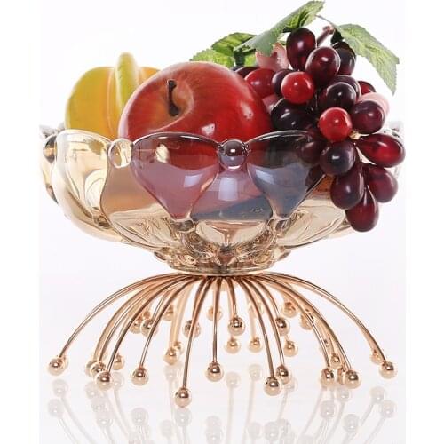 European creative crystal glass fruit tray home living room fruit candy tray modern desktop decoration storage tray CN(Origin)
