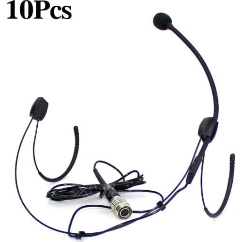 10 Pcs 4 Pins Hirose Headworn Microphone Headset Mic For Audio Technica Wireless Bodypack Transmitter ATW 1311 1813D T107 R1100