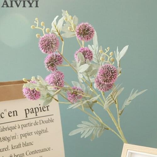 Artificial 9Heads Long stem Dandelion flower ball branch Plastic Artificial flowers with leaves garden decoration fake Flower