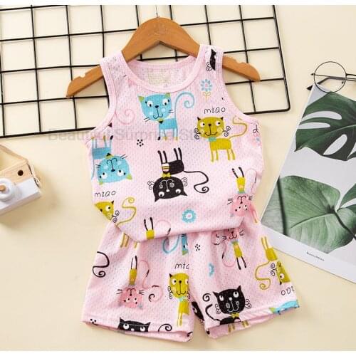 Children Clothing Sets Baby Boy Summer Soft Clothes Infant Girls Vest+pants Set Toddler Cotton Tee Tops Kids Sport Suits