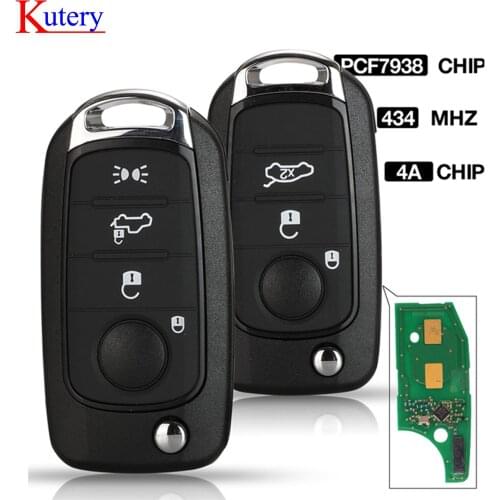 Kutery Remote Car Key Fob 4 Buttons 433.92Mhz with HITAG-AES 4A Chip for Fiat 500X Egea Tipo 2016 2017 2018