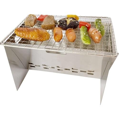 Mini Portable BBQ Grill Stove Stainless Steel Camping Picnic Charcoal Barbecue Stove Household Kitchen Tools Outdoor Equipment