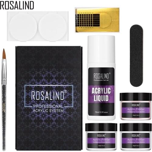 ROSALIND Acrylic Powder Set Nail Extension Builder 10/20g Professional Acrylic Nail Kit Crystal 3D Nail Carving Decoration