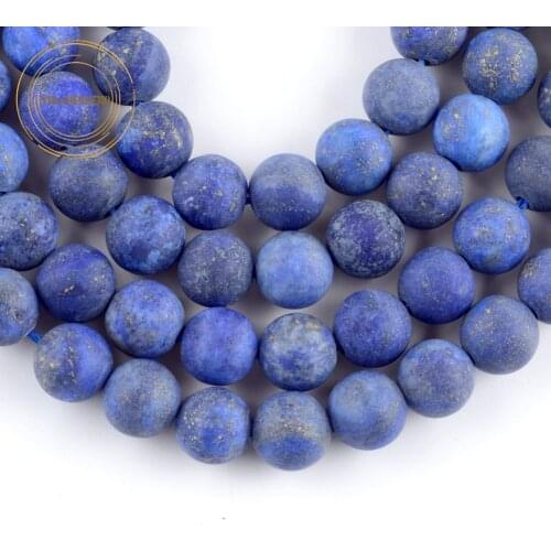 Natural Dull Polish Matte Lapis Lazuli Stone Beads For Jewelry Making 4-12mm Round Loose Spacer Beads Diy Bracelet Charms 15"