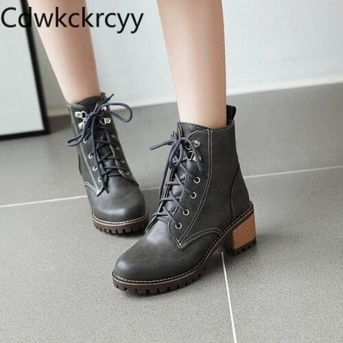 Winter The New fashion Round head Thick heel Martin boots College style Leisure Plus velvet Keep warm High heel Women boots