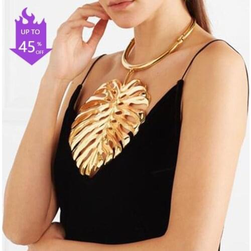 Punk Collar Choker Fashion Jewelry Long Leaf Pendant Dangle Necklace and Earring Jewelry Set Fashion Gifts for Women Girls