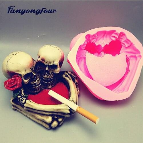 Ashtray Skull Silicone Baking Mold Plaster Chocolate Candle Mould Free Shipping