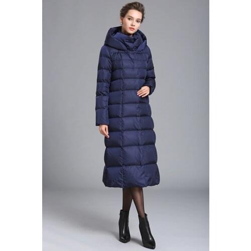 Women winter thick plus size Long puffer down jacket zipper hood oversize coat female Black silver navy 4XL 7XL large jacket