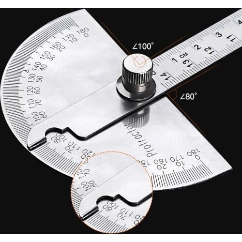 Vastar 180 Degree Adjustable Protractor Stainless Steel Angle Gauge Round Head Caliper Measuring Ruler 10/14.5 cm