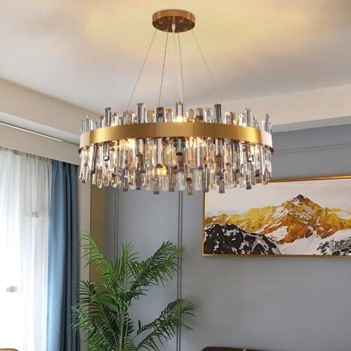 Luxury modern chandelier lighting for living room round gold crystal lamp dining room bedroom led cristal light fixtures