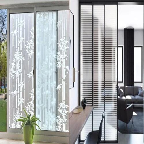 SUNICE Self-adhesive White Stripe / Bamboo Decoration Window Film For Office Partion Glass Finishes Bathroom 1.22*20m