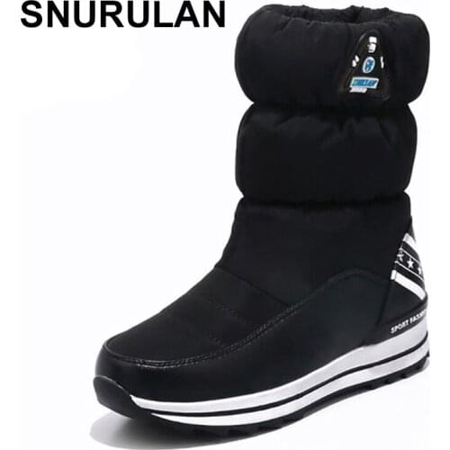 SNURULANHigh quality Women snow boots waterproof slip-resistant thick fur women winter shoes platform boots for women E536