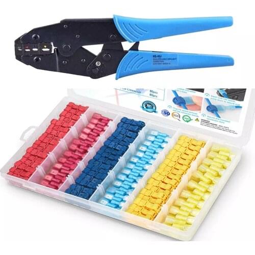 T-Tap Connectors Self-Stripping Quick Splice Electrical Wire Terminals Insulated Disconnect Spade Lock Cable Crimp pliers HS-40J