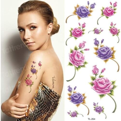 Tattoo sticker woman temporary tattoo sexy stickers bikini arm hand breast tattoo flower butterfly rose lutus flowers tatoo fake