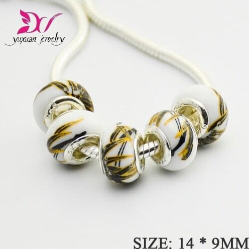 Pattern lampwork Ceramics Bead for jewelry making. Fits Charm Bracelet for women european beads black bamboo berloque TK010