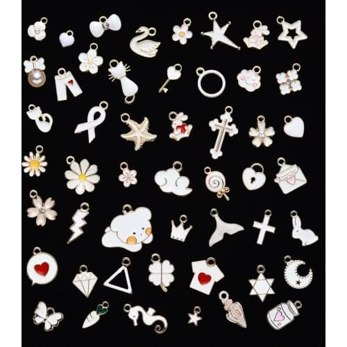 DIY jewelry new products 50 white drip oil alloy pendants handmade accessories bracelet earrings small pendant