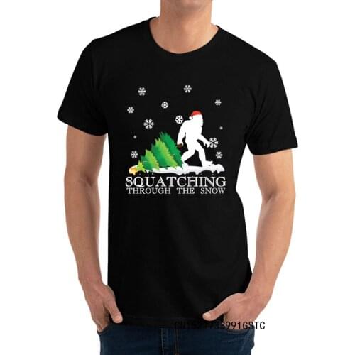 Funny Sasquatch Christmas Gift T-Shirts Premium Cotton Men Tees Summer/Autumn T Shirts Funny Crew Neck Camisas Tops Tees
