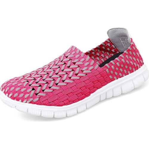 Women Men Flat Causal Shoes Weave Loafers Shallow Slip On Plus Size 35-47 Breathable Summer Sneakers Walk Fashion Lightweight