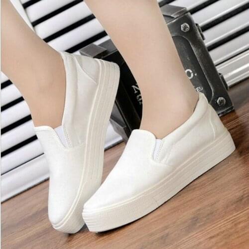 2020 women casual shoes Women Sneakers Breathble Vulcanized Shoes Lace up Casual Canvas Shoes Women Thick bottom Shoes 758