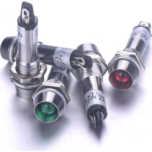 1pcs 8mm AC 220V XD8-1 From Metal Small Signal light/ Indicator Light for Indicator Anticipating Emergency Signals