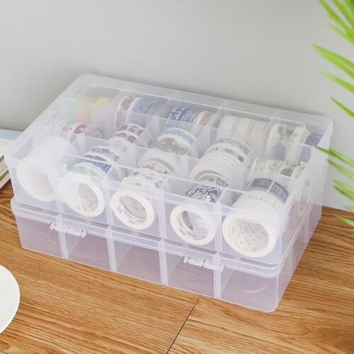 1pcs simple style 15 grids Washi tape storage box simple and transparent paper tape box around the storage box