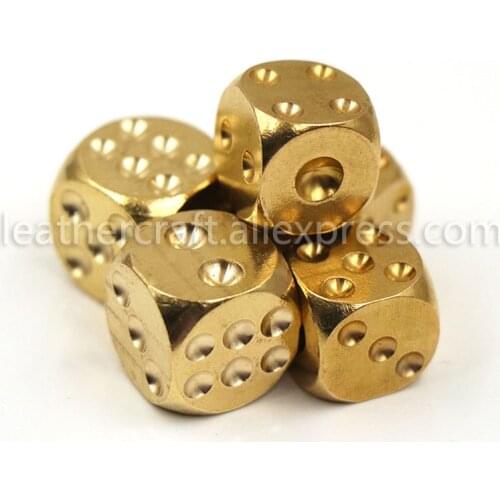 1pcs Solid Brass Bar Games Dice Manual Polishing Six Sided Home Bar Party Supplies 2 Sizes 13mm/ 15mm
