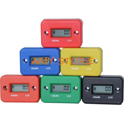 1PCS Motorcycle Bike Waterproof Gasoline Engine Induction LCD Hour Meter Timer Motocross Yellow Orange Black Green Blue Red