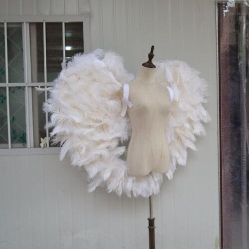 2018 White ostrich angel wing catwalk underwear show props festival Angel Feather wing cosplay costume party supply