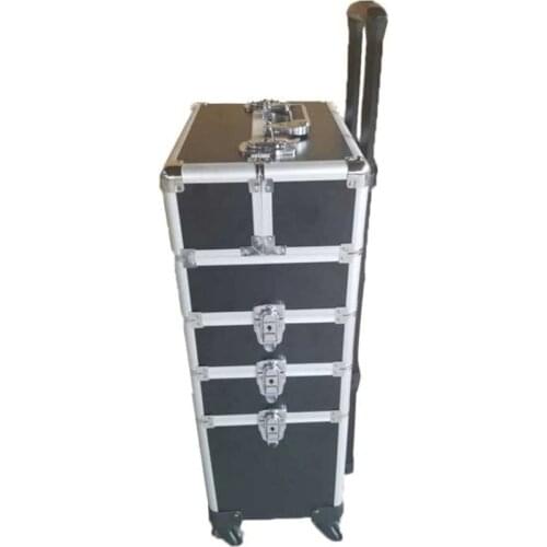 Brand Aluminum frame 4 in 1 Trolley Makeup Box Beauty Case with wheels professional makeup Suitcase makeup New Universal Wheels